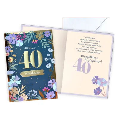 Kukartka Karnet 40 urodziny kwiaty PR-554