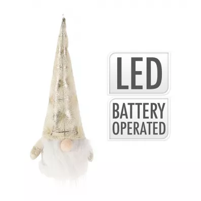 H&S Decoration Gnom skrzat witeczny Led 32 cm wzr 1 beowy, brzowy