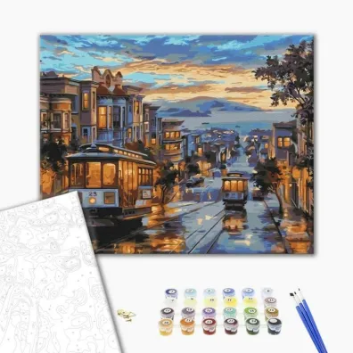Brushme Malowanie po numerach - Miasto w farbach deszczu 40x50cm