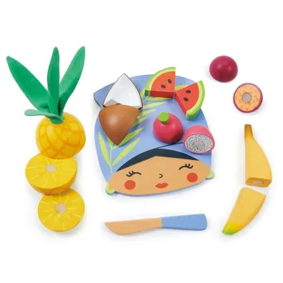 Deska do krojenia drewniana z owocami tropikalnymi Tender Leaf Toys