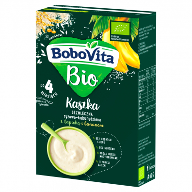 BoboVita Kaszka bezmleczna ryżowo-kukurydziana z tapioką i bananem po 4 miesiącu 200 g Bio