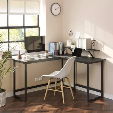 Songmics Biurko narone czarne z pk na monitor eleganckie