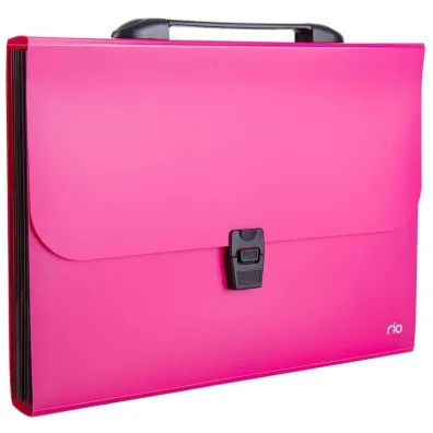 Deli Teczka A4 Rio z r�czk� czarn� 7-przegr�dek r�owa