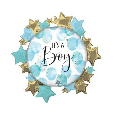Anagram Balon foliowy Baby Boy Blue Watercolor 76x76cm
