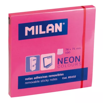 Milan Karteczki samoprzylepne neonowe 76 x 76 mm rowe 100 szt.