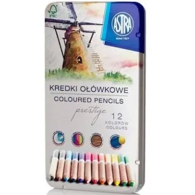 Astra Kredki o��wkowe drewno cedrowe metalowe pude�ko 12 szt.