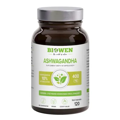 Biowen Ashwagandha ekstrakt (400 mg) Suplement diety 120 kaps.