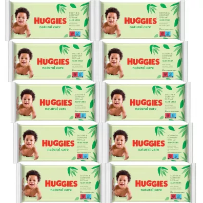 Huggies Chusteczki nawil�ane Natural Care Zestaw 10 x 56 szt.
