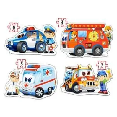 Puzzle konturowe 4w1 - Rescue Services (4+5+6+7 el.) Castorland