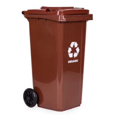 Multistore Kosz na �mieci pojemnik kube� �mietnik br�zowy BIO gumowe ko�a 120 l