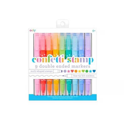 Ooly Flamastry dwustronne ze stempelkami Confetti Stamp 9 szt.