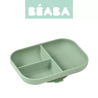 Beaba Silikonowy talerzyk z przyssawk sage green 450 ml