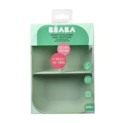 Beaba Silikonowy talerzyk z przyssawk sage green 450 ml