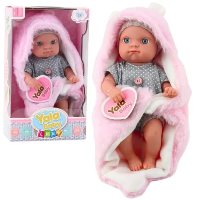 Lalka bobas w szarej pi�amce r�owy 23cm LeanToys