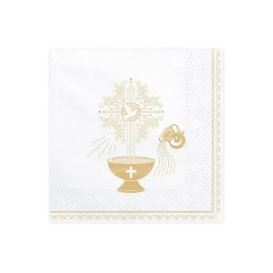 PartyDeco Serwetki Chrzest �wi�ty z�oty 33x33cm