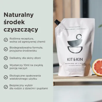 Kit and Kin Naturalny P�yn do mycia naczy�, o zapachu grejpfruta 1 l
