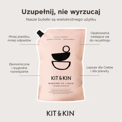 Kit and Kin Naturalny P�yn do mycia naczy�, o zapachu grejpfruta 1 l