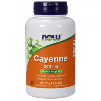 Now Foods Cayenne - Pieprz kajeski 500 mg Suplement diety 100 kaps.