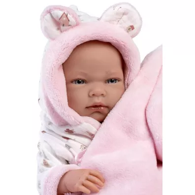 Lalka winylowa Bobas Nica z r�owym kocykiem 40cm Llorens
