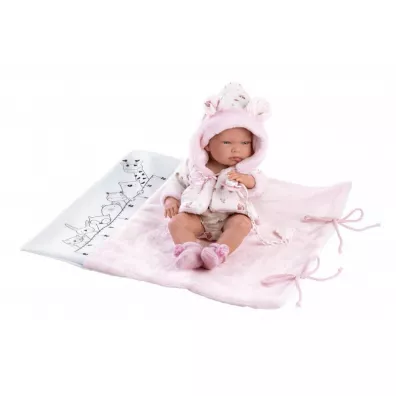 Lalka winylowa Bobas Nica z r�owym kocykiem 40cm Llorens