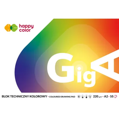 Happy Color Blok techniczny GigA, kolorowy, A2, 220g, 10 arkuszy 10 kartek
