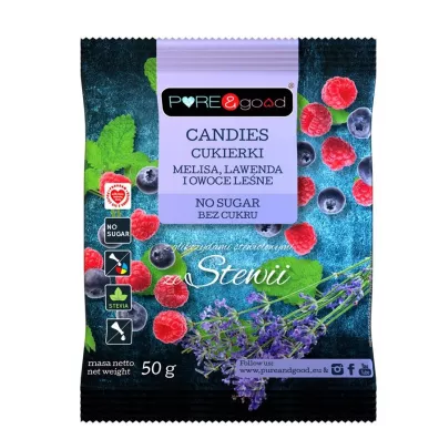 Pure&Good Cukierki z melis�, lawend� i owocami le�nymi ze stewi� bez cukru 50 g