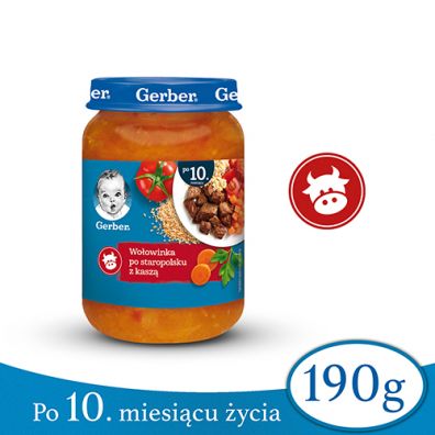 Gerber Obiadek wołowinka po staropolsku z kaszą dla niemowląt po 10 miesiącu 190 g