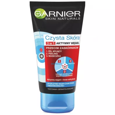 Garnier Czysta Skra Aktywny Wgiel el myjcy do twarzy 3w1 150 ml