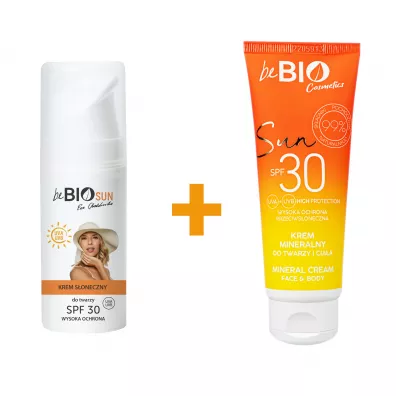 beBIO Ewa Chodakowska Zestaw Sun SPF30 krem s�oneczny do twarzy + krem mineralny do twarzy i cia�a 50 ml + 75 ml