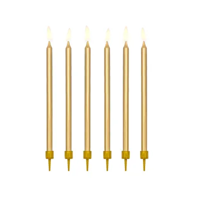 PartyDeco �wieczki urodzinowe g�adkie z�ote 12.5cm