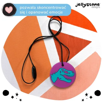 Jellystone Designs Gryzak terapeutyczny, dinozaur, fioletowy