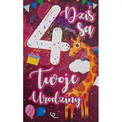 Yeku Karnet Urodziny 4 dziewczynka