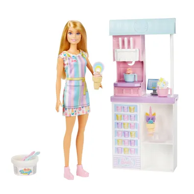 Barbie lodziarnia zestaw i lalka Mattel