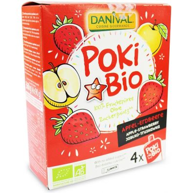 Danival Poki - przecier jabłkowo - truskawkowy 100% owoców bez dodatku cukrów 360 g Bio