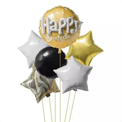 GoParty Zestaw balon�w „Happy Birthday” z�oty