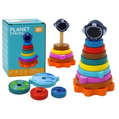 Piramida sorter drewniany 10el LeanToys