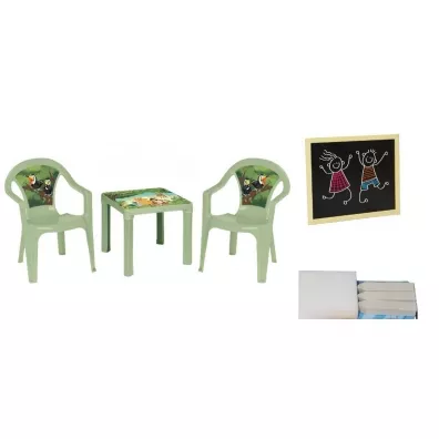 Stolik i dwa krzes�a + tablica pastel zielony 3Toysm
