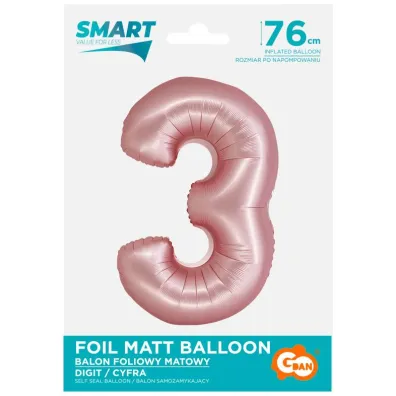 Godan Balon foliowy Smart cyfra 3 j. r�owa matowa 76cm