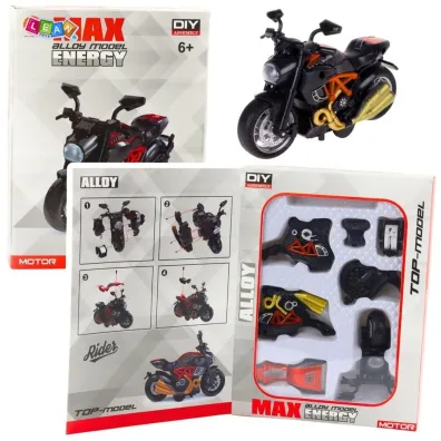 Motocykl do skr�cania metalowy 1:14 czarno-pomar. LeanToys