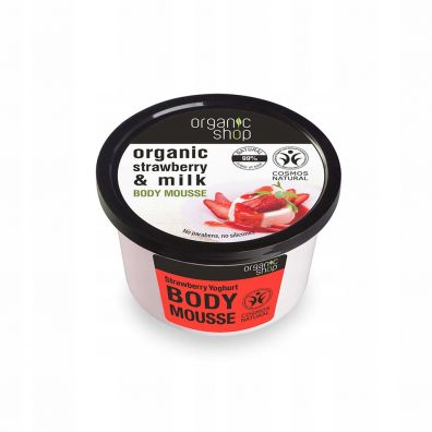 Organic Shop Organic Strawberry & Milk Body Mousse mus do ciała o zapachu truskawkowego jogurtu 250 ml