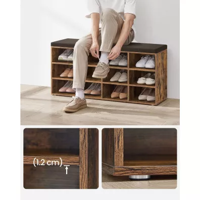 Songmics Szafka na buty z siedziskiem 12 pek