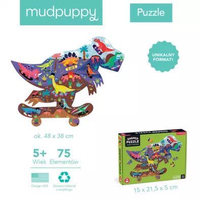 Puzzle konturowe 75 el. Jurajski Skatepark Mudpuppy