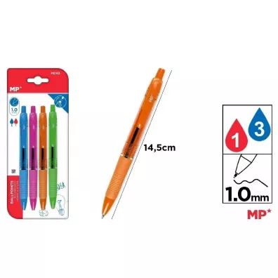 Mp Main Paper D�ugopis czarny 1.0mm 4 kolory korpus�w