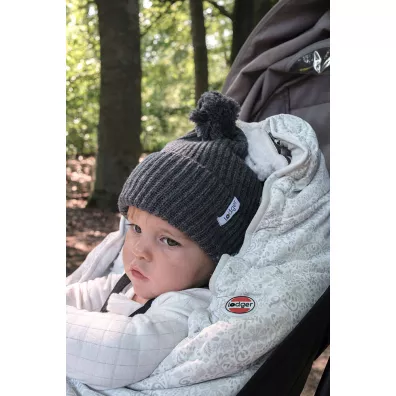 Lodger Czapeczka z we�ny merino 100% grafitowa Pigeon 1-2 lata