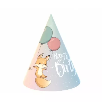 Godan Czapeczki papierowe Kolekcja Happy Birthday - lisek 6 szt.