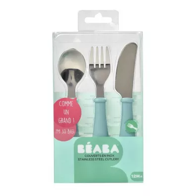Beaba Sztuce ze stali nierdzewnej Airy Green 12 m+