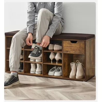 Songmics Szafka na buty z siedziskiem 10 przegrd industrialna