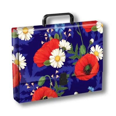 Penmate Teczka z r�czk� a4 t0126 kwiaty polskie maki w fiolecie folia mat nierysuj�ca