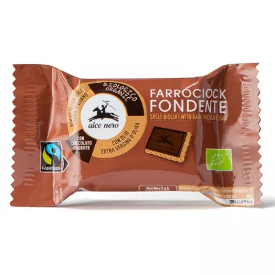 Alce Nero Herbatniki orkiszowe z gorzk� czekolad� fair trade 28 g Bio