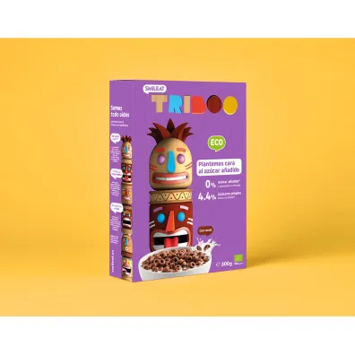 Smileat Triboo, Płatki śniadaniowe kółka zbożowe kakao bez dodatku cukru 300 g Bio Smileat Triboo, Płatki śniadaniowe kółka zbożowe kakao bez dodatku cukru 300 g Bio